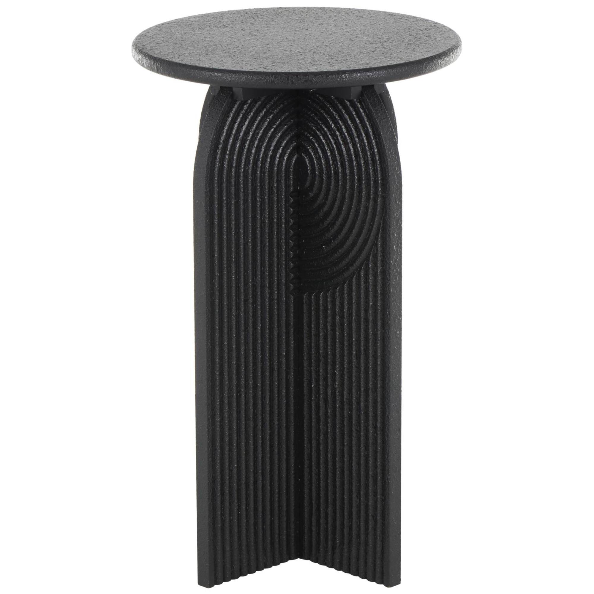 Black Wood Art Deco Carved Arched Pedestal Accent Table Set